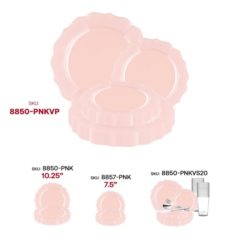 Pearl Pink Round Lotus Plastic Dinnerware Value Set (120 Sets) image number 6