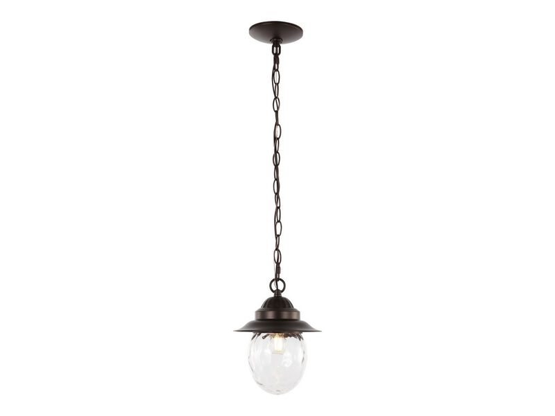 Manteo 8.25" 1-Light Farmhouse Industrial Iron/Glass Outdoor LED Pendant