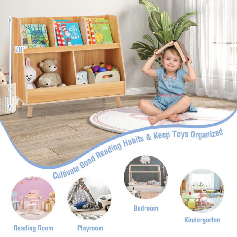Hivvago 5-Cube Kids Bookshelf and Toy Organizer with Anti-Tipping Kits