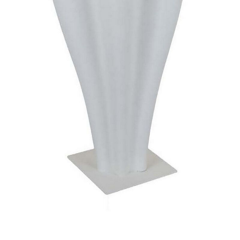 24 Inch Accent Vase, Tulip Design, Square Base, Modern White Resin Finish - Benzara