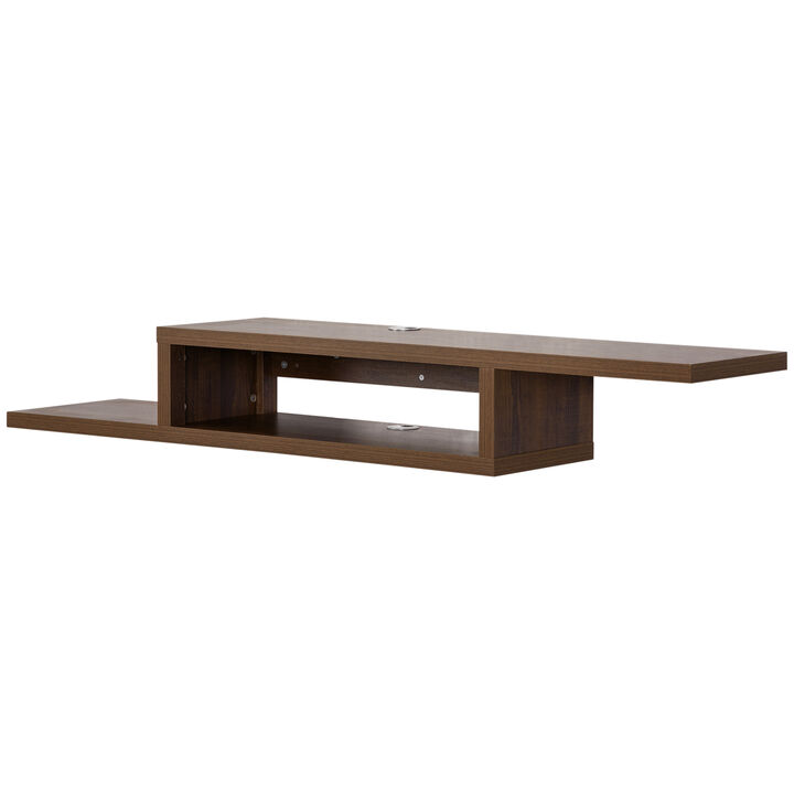 Wall Mount Media Console, Floating Stand, Entertainment Center Unit, Walnut