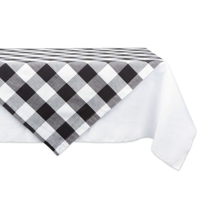 40" White and Black Buffalo Checkered Square Tablecloth
