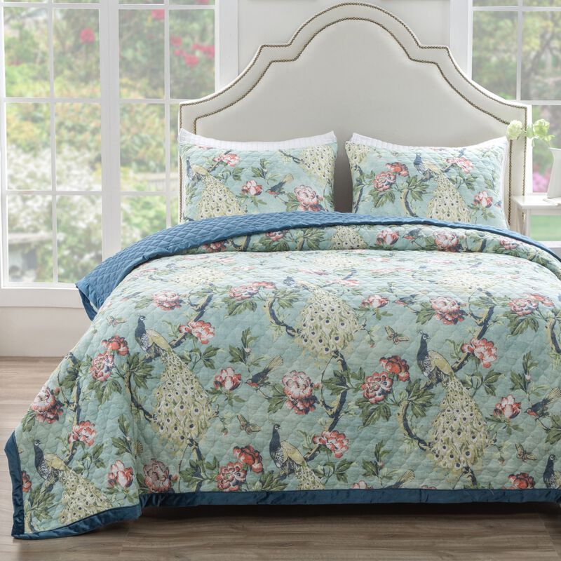 Greenland Home Pavona Enchanted Garden Quilted Pillow Sham, King 20x36-inch