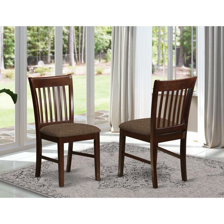 East West Furniture NFC-MAH-C Norfolk Dining room chair Fabric Seat -Mahogany Finish.