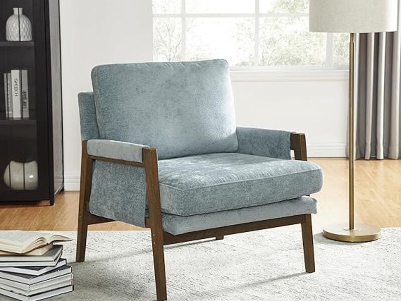 Accent Chair &ndash; Blue Mid‑Century Modern Armchair, Kelly Collection Living Room Seat image number 1