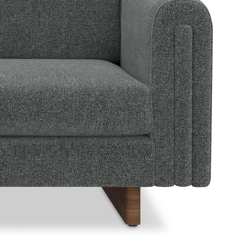 Jones 84 inch Wide Contemporary Sofa in Dark Grey Tightly Woven Performance Fabric