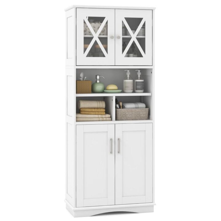 Hivvago Tall Bathroom Cabinet Large Floor Storage Cabinet with Acrylic Doors and 3 Cubes