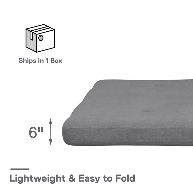 Atwater Living Ziggy 6" Thermobonded High Density Polyester Fill Futon Mattress, Full