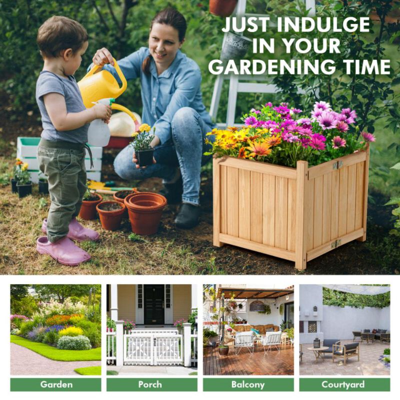 Hivvago Folding Square Fir Wood Raised Garden Bed with Removable Bottom