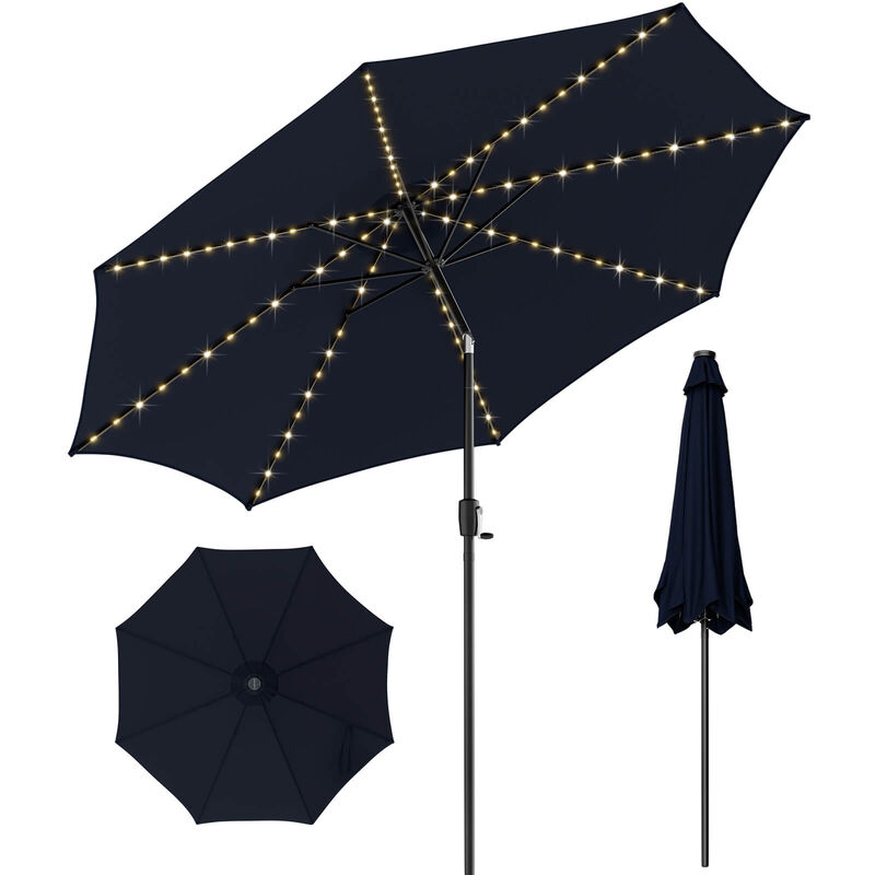 10-Foot Patio Umbrella with 112 Solar LED Lights and Crank Handle