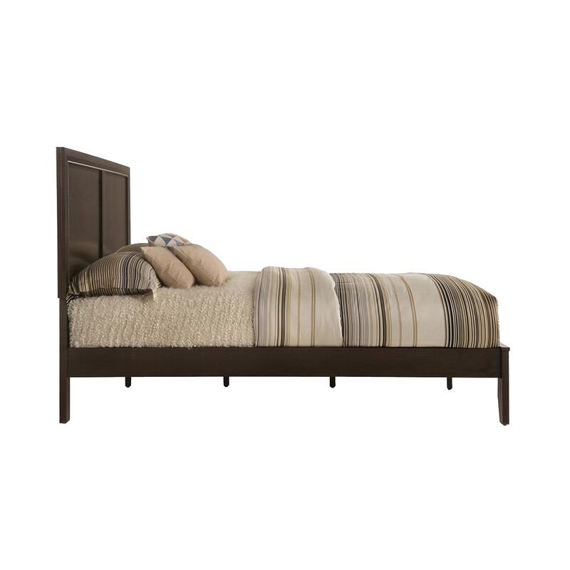 Queen Size Bedroom Set, Brown Finish, 2-Piece Set with Bed and Nightstand image number 3