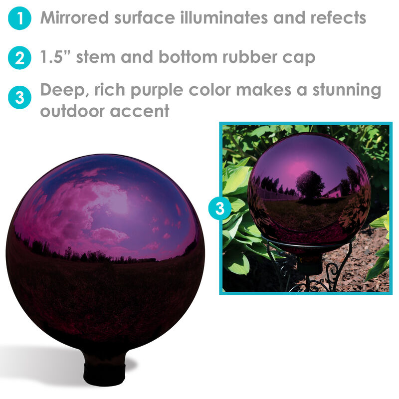 Sunnydaze Merlot Mirrored Surface Gazing Ball Globe - 10 in image number 4