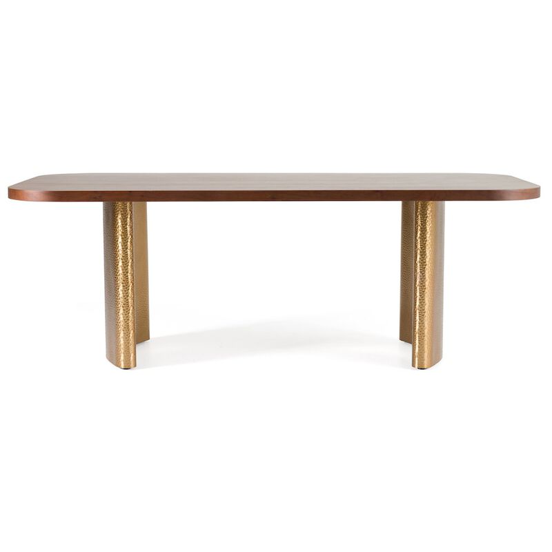 Modrest Marjorie - Modern Walnut + Brushed Gold Rectangular Dining Table