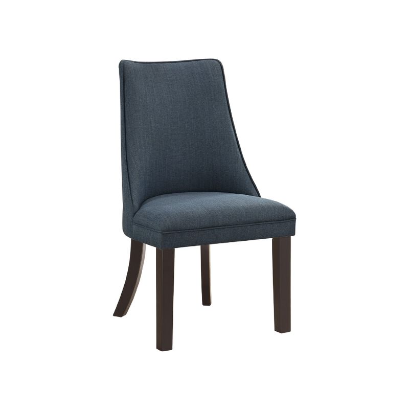 Keya Dining Side Chair Set of 2, Wingback, Blue Gray Polyester, Brown Wood image number 3