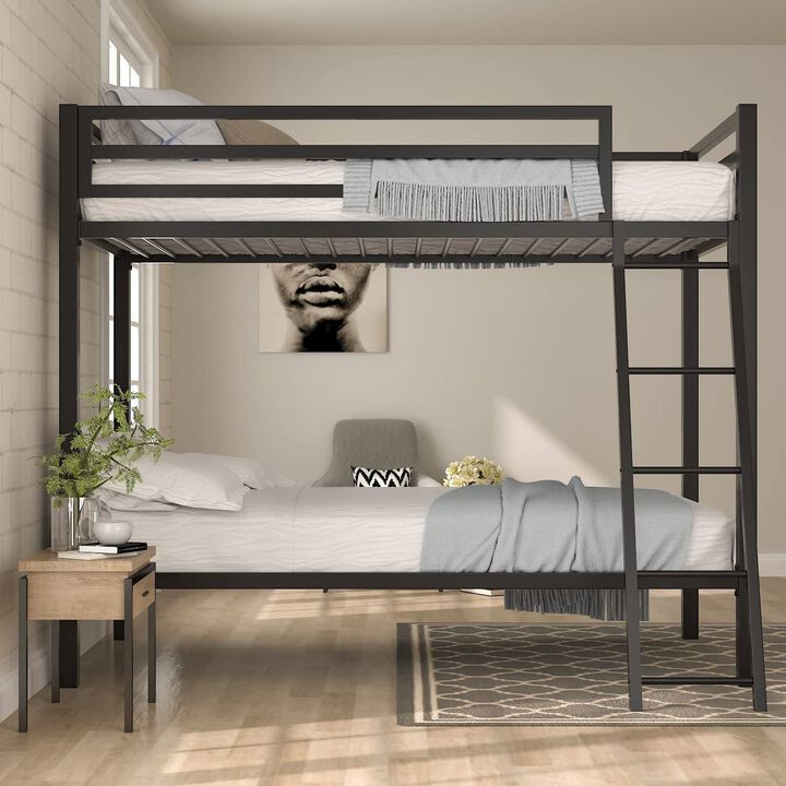 Hivvago Twin over Twin Modern Metal Bunk Bed Frame with Ladder