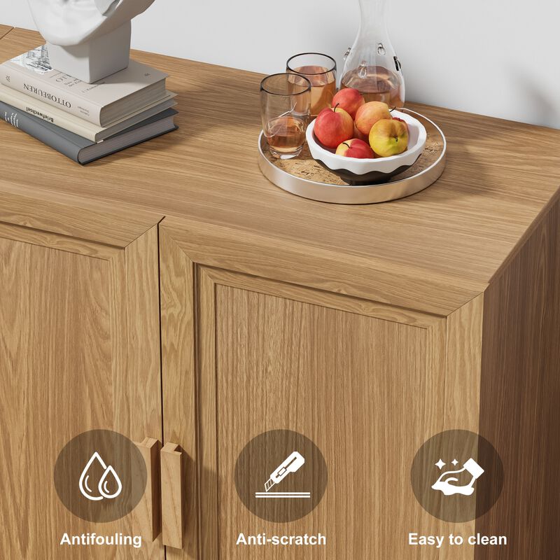 2-Piece Modern Minimalist Wood Grain Edge Cabinet, Multifunctional Storage with 3-Layer Shelves image number 6