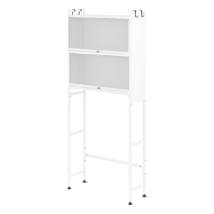 Bathroom Over-the-Toilet Storage Organizer Cabinet with Dual Flip-Up Doors