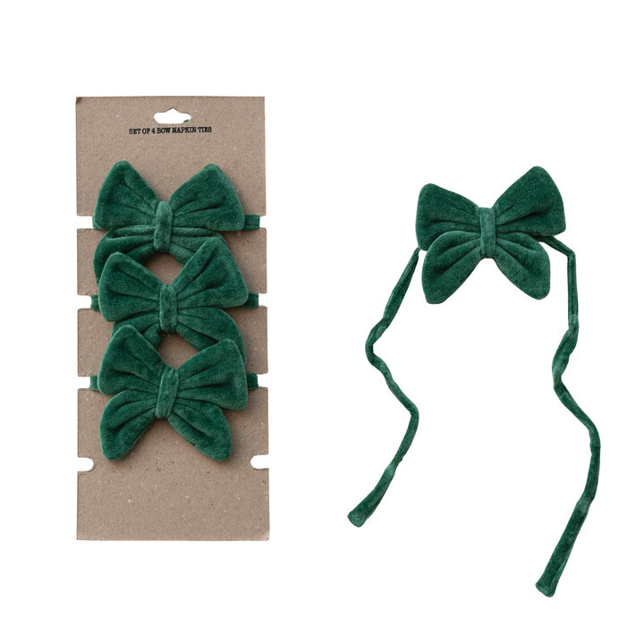 Velvet Ribbon Cotton Napkin Ties, Green
