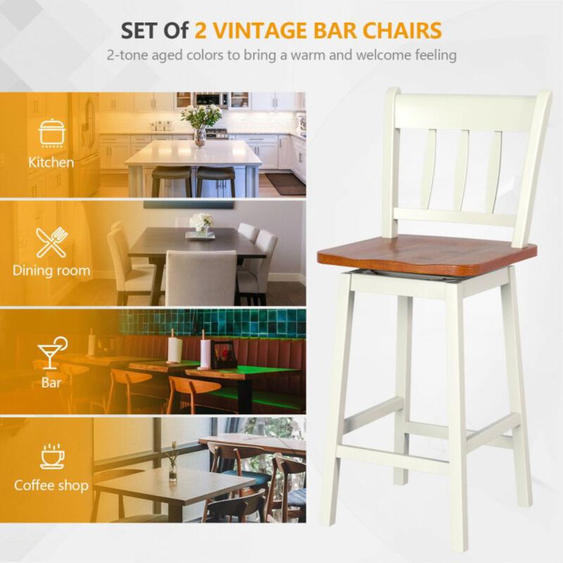 Hivvago 24.5 Inches Set of 2 Swivel Bar Stools with 360&deg; Swiveling