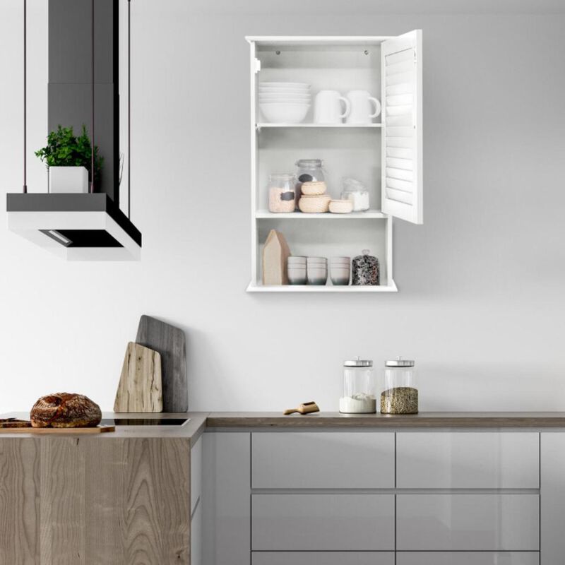 Hivvago Bathroom Wall Mount Storage Cabinet Single Door with Height Adjustable Shelf