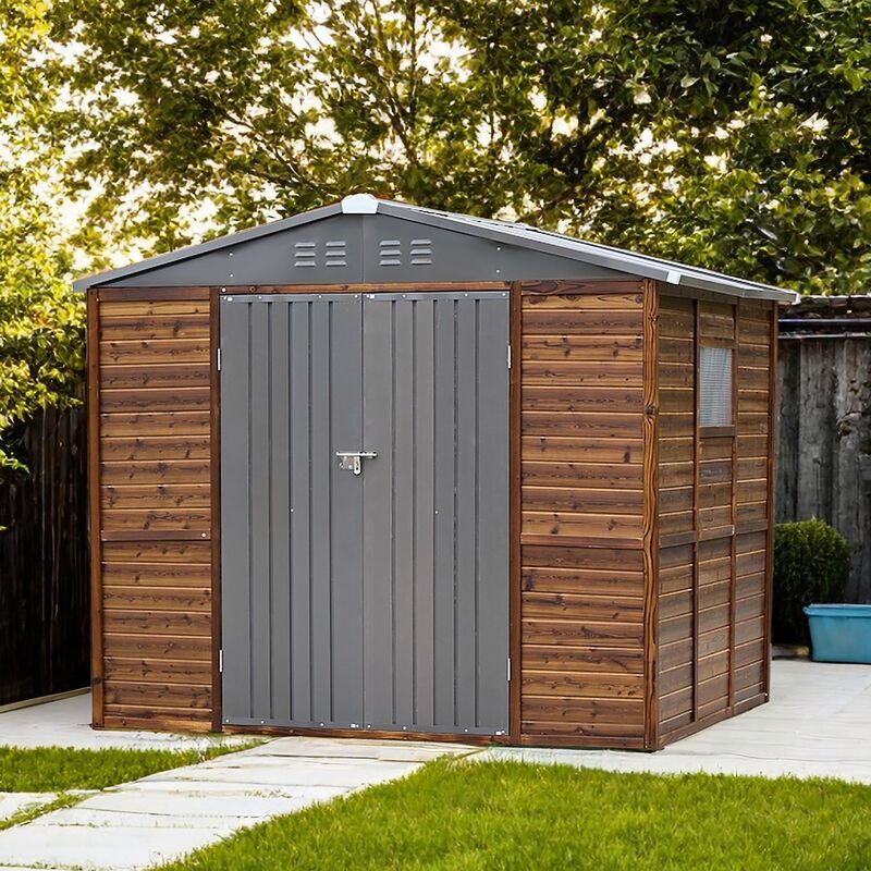 Mondawe 6x8FT Outdoor Cedarwood Storage Shed,Weatherproof & Ventilation Drainage Tool Shed image number 1