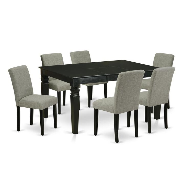 East West Furniture Dining Room Set Black, WEAB7-BLK-06