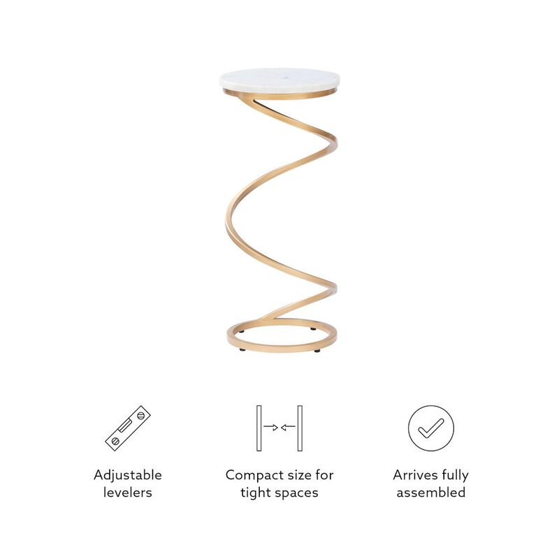 Linon Rian Spiral Drink Table White Marble image number 8