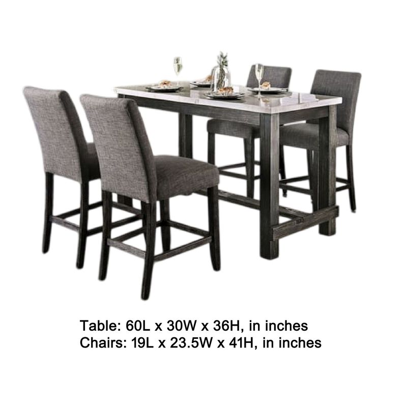 Bruce 5pc Counter Height Set, Marble Top, Trestle Base, Chairs image number 1