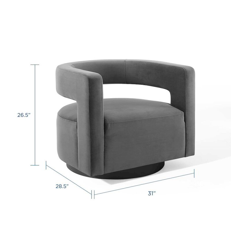 Spin Cutaway Performance Velvet Swivel Armchair image number 1