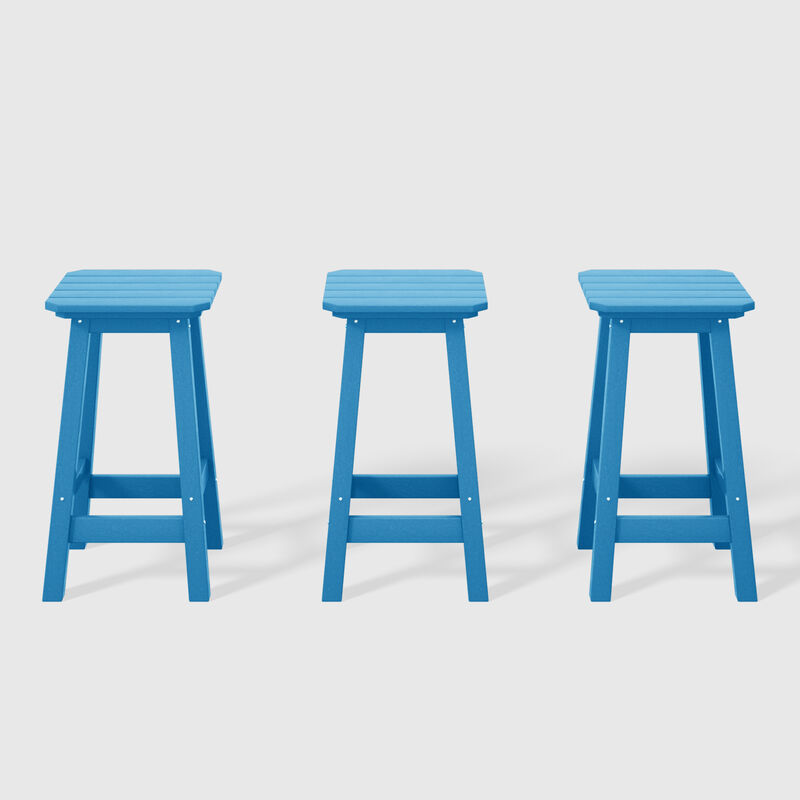 WestinTrends 24" HDPE Outdoor Patio Counter High Backless Square Bar Stools Set of Three