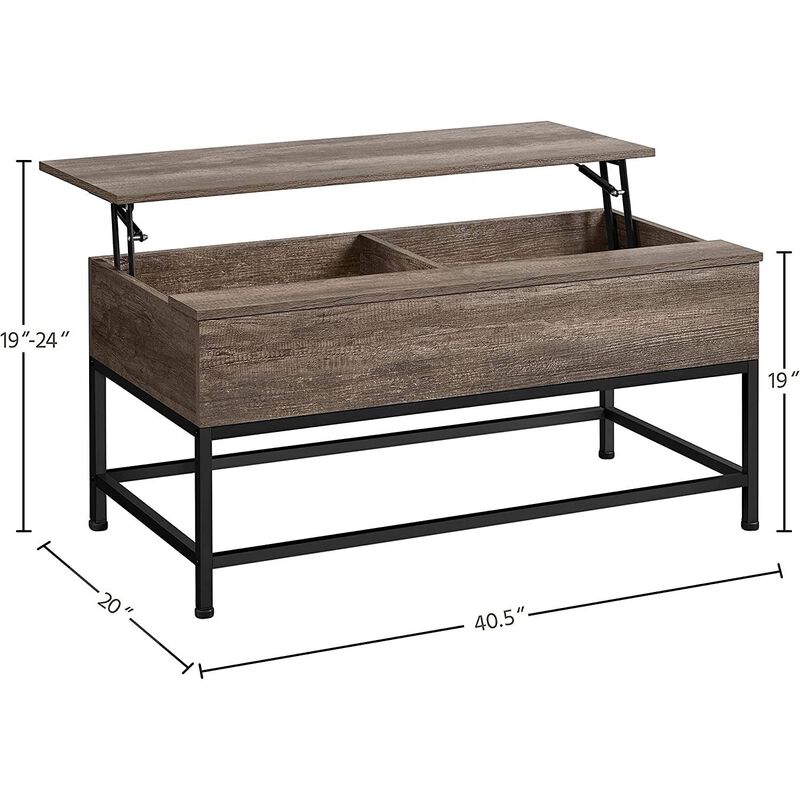 QuikFurn Modern Metal Wood Lift-Top Coffee Table Sofa Laptop Desk