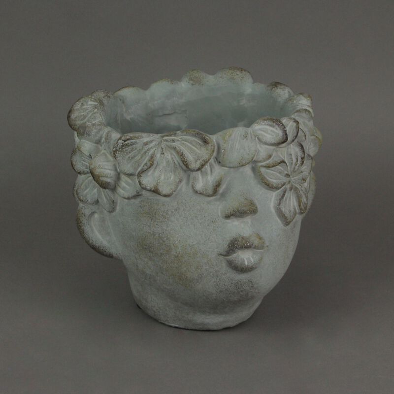 Pucker Up Concrete Head Kissing Face Mini Decor Succulent Planter 7 Inch Tall image number 3