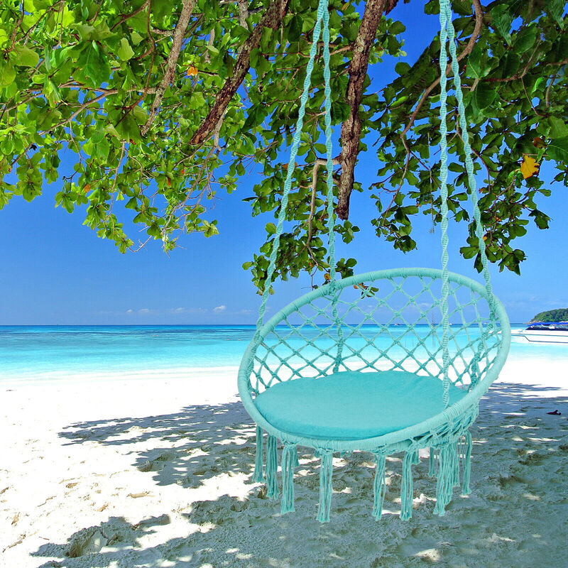 Outdoor Hammock Swing Chair with Cushion and Hanging Kit for Comfort image number 3