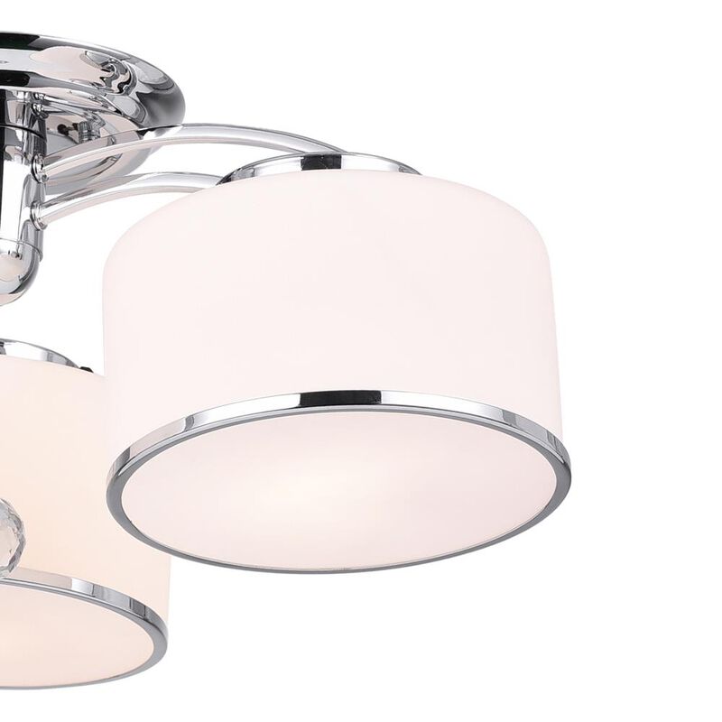 Frosted 5 Light Drum Shade Flush Mount With Chrome Finish