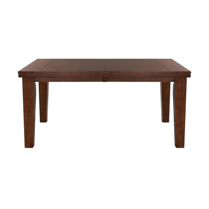 Dark Oak Finish Rectangular 1pc Dining Table with Self-Storing Extension Leaf Wooden Simple Dining Furniture