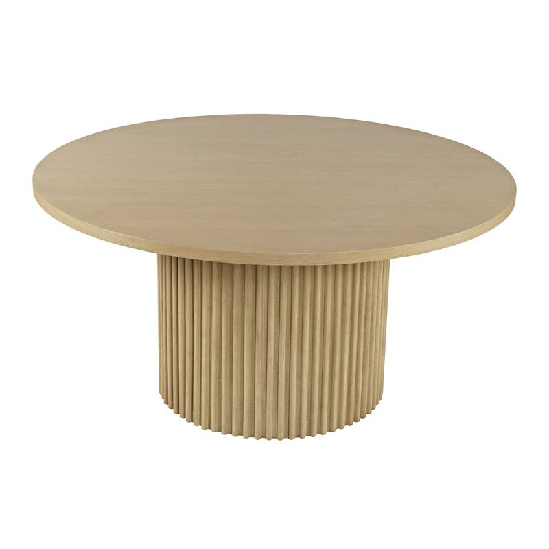 Jofran Auden 60 Round Mid-Century Modern Fluted Pedestal Base Dining Table