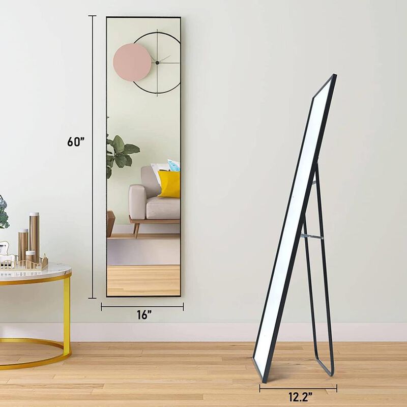Hivvago Modern Full Length Floor Mirror with Stand or Wall Mount with Black Frame