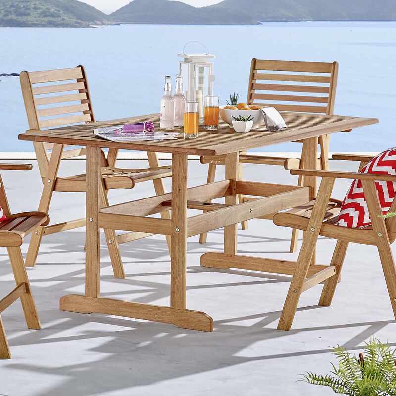 Modway - Hatteras 59" Rectangle Outdoor Patio Eucalyptus Wood Dining Table Natural image number 4
