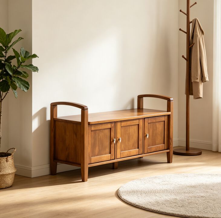 Puwom Solid Wood Entryway Storage Bench