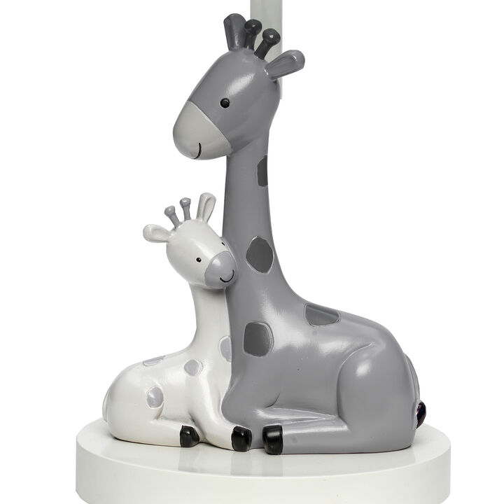 Lambs & Ivy Jungle Friends White/Gray Giraffe Nursery Lamp with Shade & Bulb
