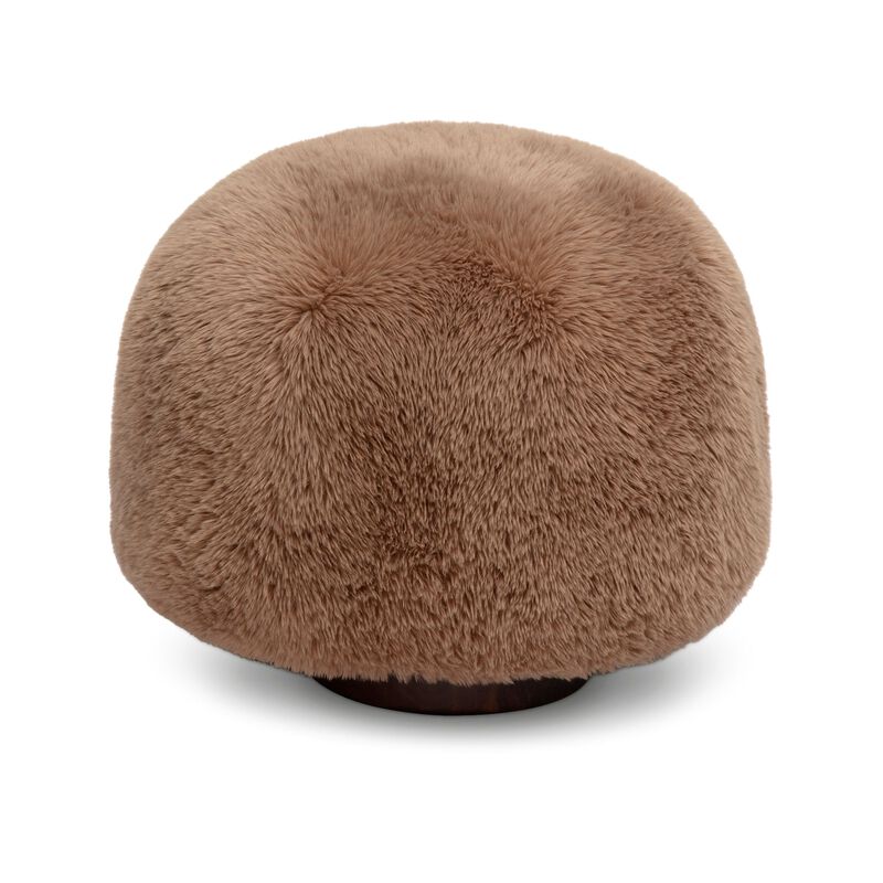 Oopa Cream Contract-Grade Straight Vegan Shearling Swivel Ottoman image number 1
