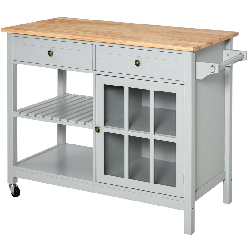 Gray Kitchen Helper: Storage Trolley with Wood Top and Ample Storage