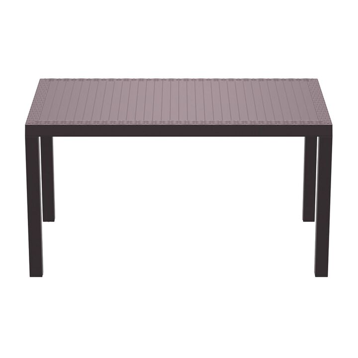 55" Gray Wickerlook Rectangular Patio Dining Table