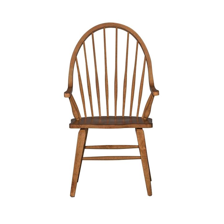Liberty Furniture Hearthstone Ridge Windsor Back Arm Chair in Tobacco