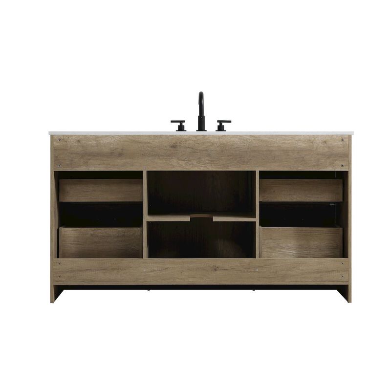 Elegant Kitchen and Bath Austin 60 Inch Single Bathroom Vanity In Natural Oak