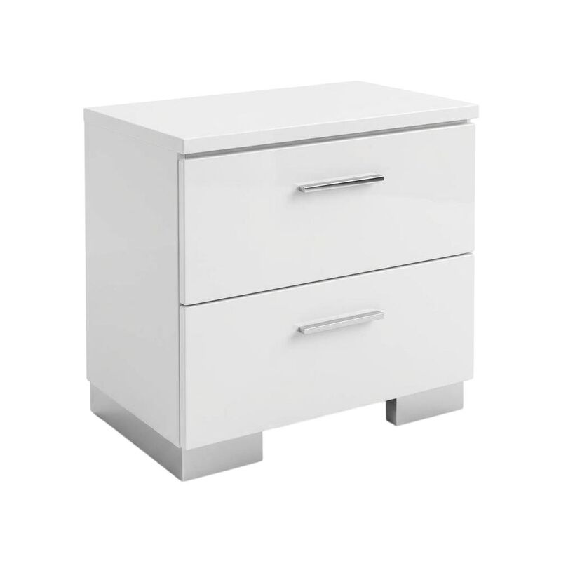 FurniFact White Solid Wood Nightstand with 2 Drawers for Bedroom Decor image number 0