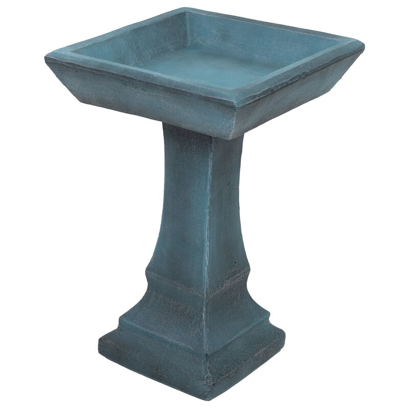 Sunnydaze Simply Square Modern Reinforced Concrete Bird Bath - 23-Inch