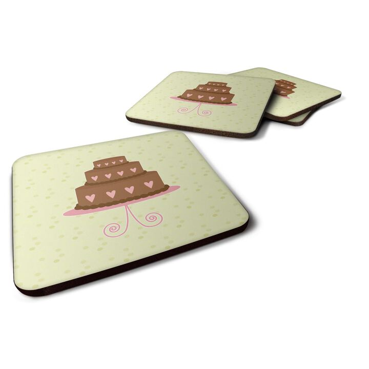Caroline's Treasures Heart Chocolate Cake on Green Decorative coasters, 3.5, Multicolor