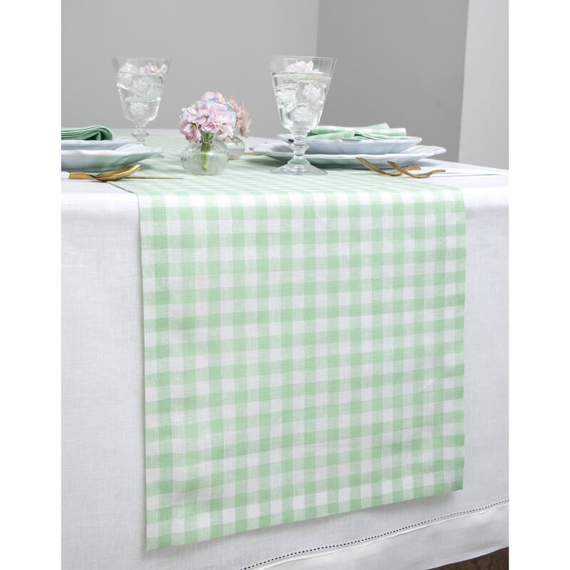 Solino Home 100% Pure Linen Table Runner - Gingham Check