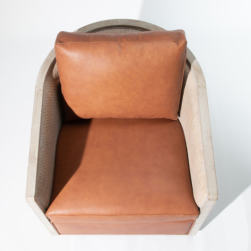 Claude Genuine Leather Swivel Cane Chair image number 5
